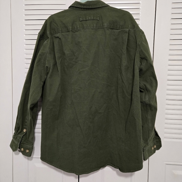 Duluth Trading Large Green Cotton Button Shirt Workwear Chore Collar Sz 2XL #070 - Picture 2 of 5